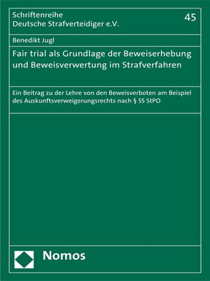cover image of Fair trial als Grundlage der Beweiserhebung und Beweisverwertung im Strafverfahren